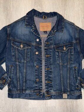 Vintage Abercrombie & Fitch Denim Trucker Jacket Men’s L Blue Cotton Y2K.